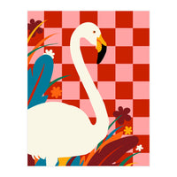 Checkers & The Great Egret, Wildlife Animals Maximalist Eclectic, Bold Heron Botanical Nature Jungle Bohemian (Print Only)