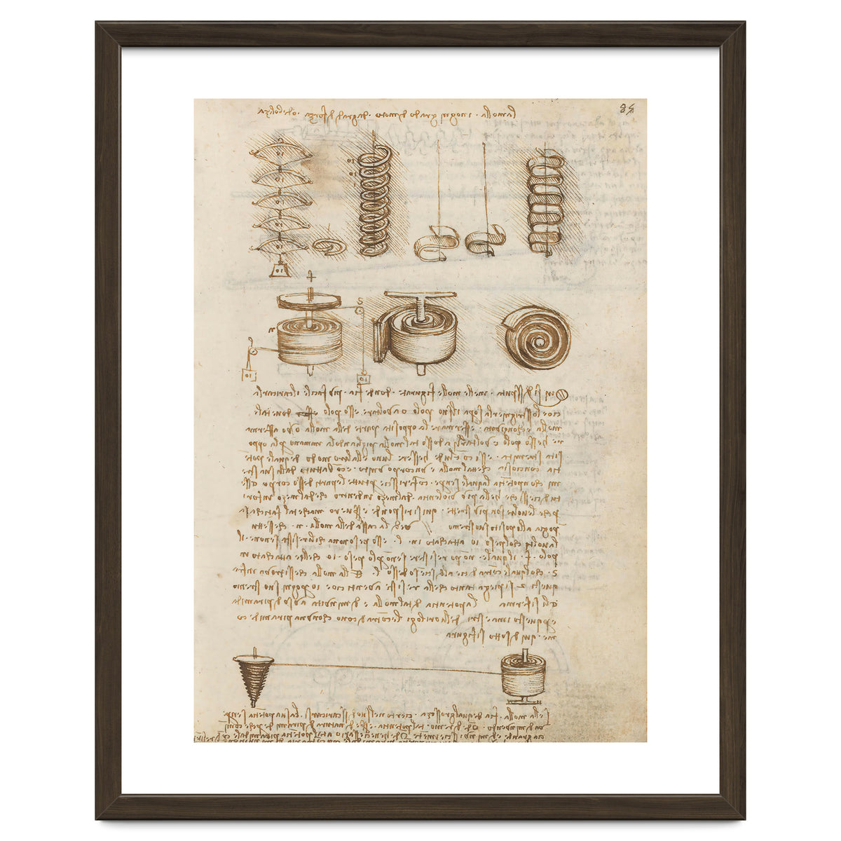 Folio f 85r. Codex Madrid I (Ms. 8937) "Treaty of statics and mechanics", 192 folios with 384 pag...