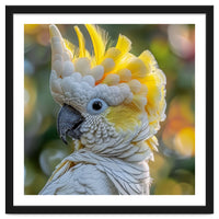 Yellow Crested Cockatoo Bird Close Up Portrait