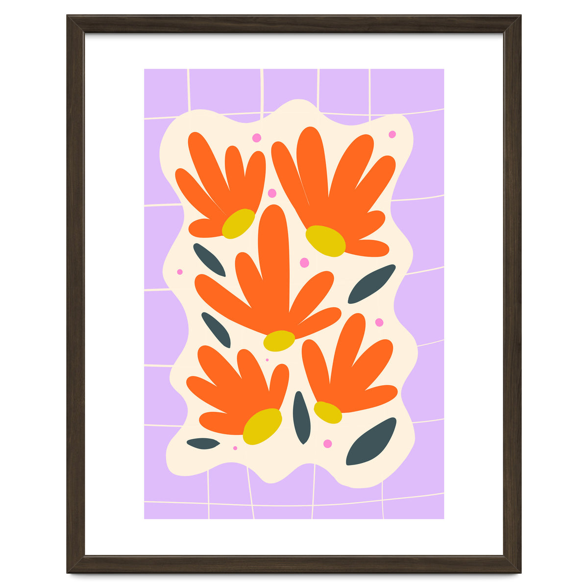 Modern Grid Floral Violet