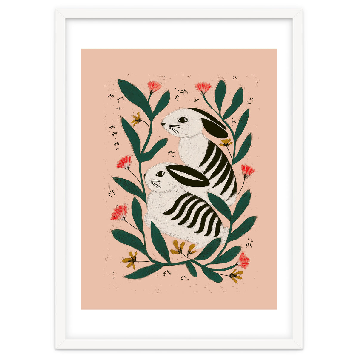 Hares Among Flowers