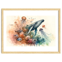 Whale And Jellyfish Watercolor