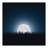 Midnight Serenity: Full Moon Over Forest Silhouettes (Print Only) thumbnail