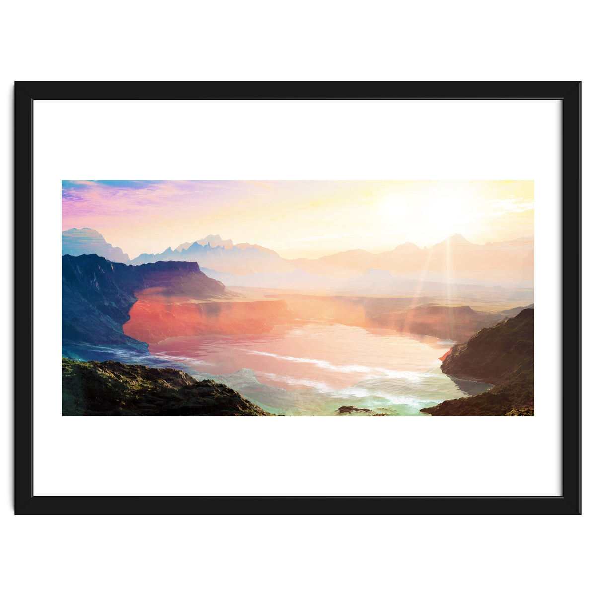 Sunrise Grandeur, Scenic Nature Landscape, Ocean Beach Travel Photography, Sea Waves Mindfulness