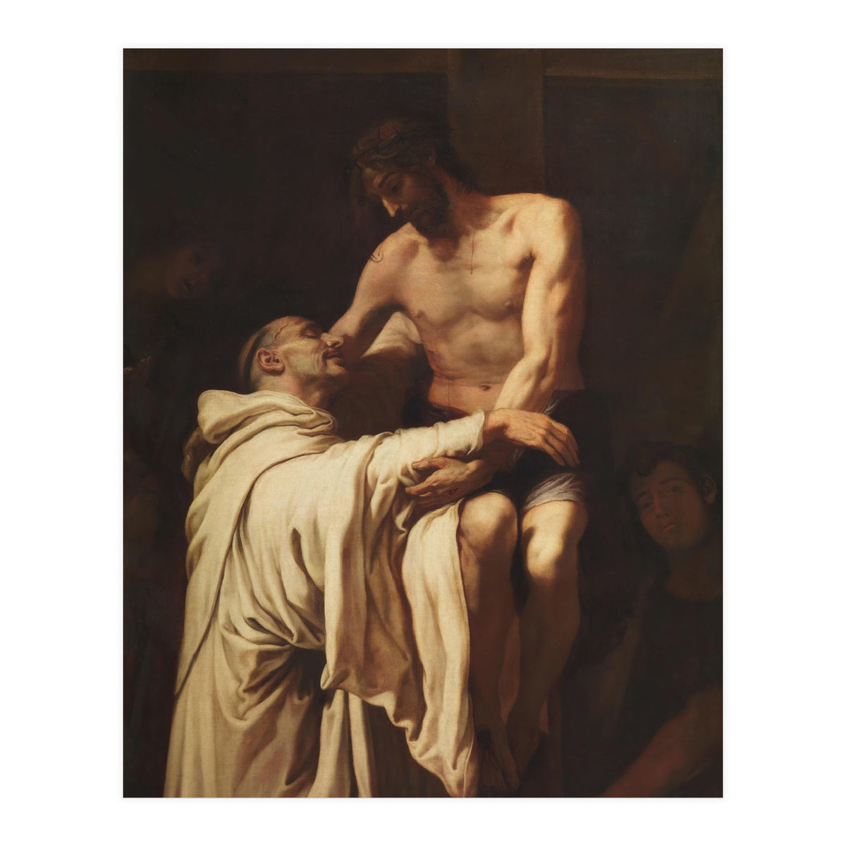 Francisco Ribalta / 'Christ Embracing Saint Bernard', ca.  1626, Spanish School, Oil on canvas. (Print Only)