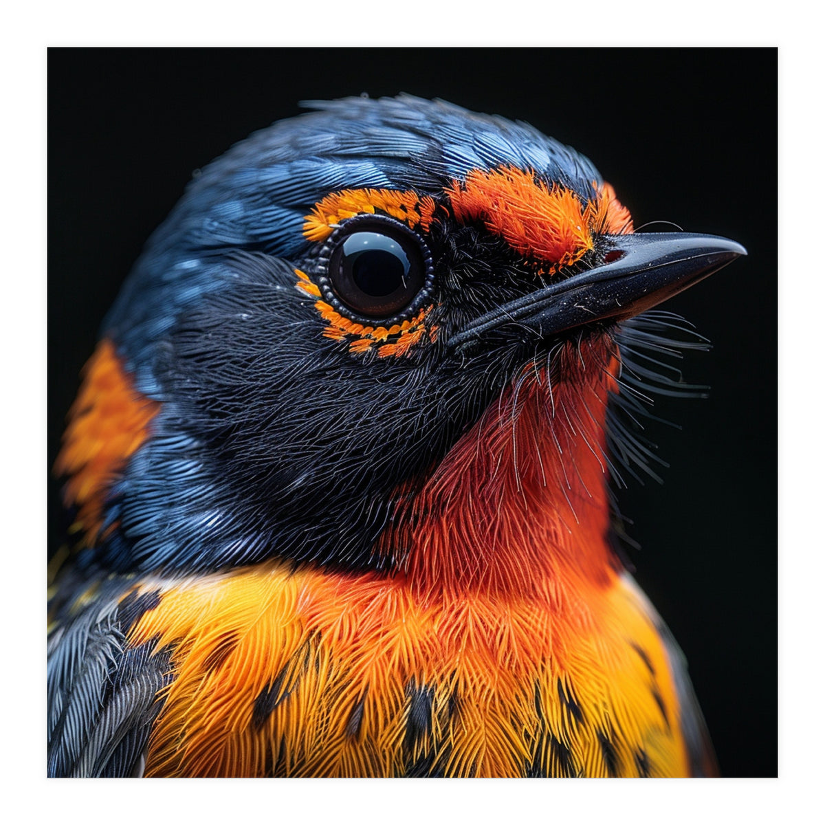 Vibrant Bird With Orange And Blue Plumage (Print Only)
