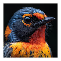 Vibrant Bird With Orange And Blue Plumage (Print Only)