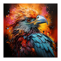 Vibrant Eagle Portrait Abstract Colorful Splatter Art (Print Only)