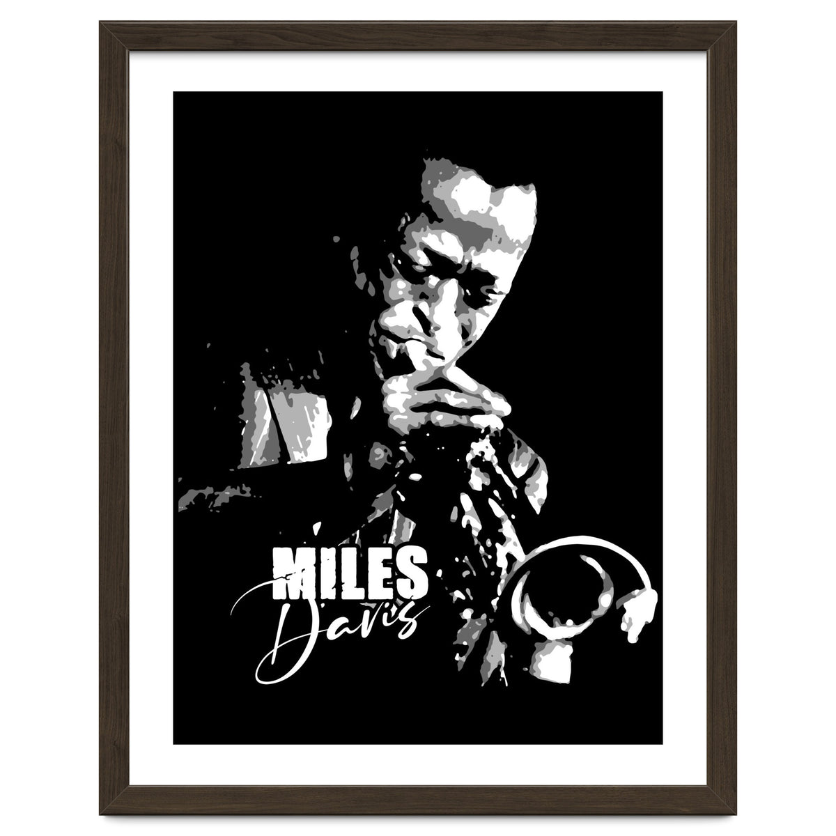 Miles Davis American Jazz Trumpeter in Grayscale