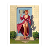 Pinup Girl With Accident At Her Door (Print Only) thumbnail