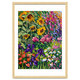 Vibrant Summer Sunflower and Iris Meadow Oil Painting thumbnail