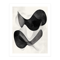 Abstract Black And White Flowing Organic Shapes With Texture (Print Only)