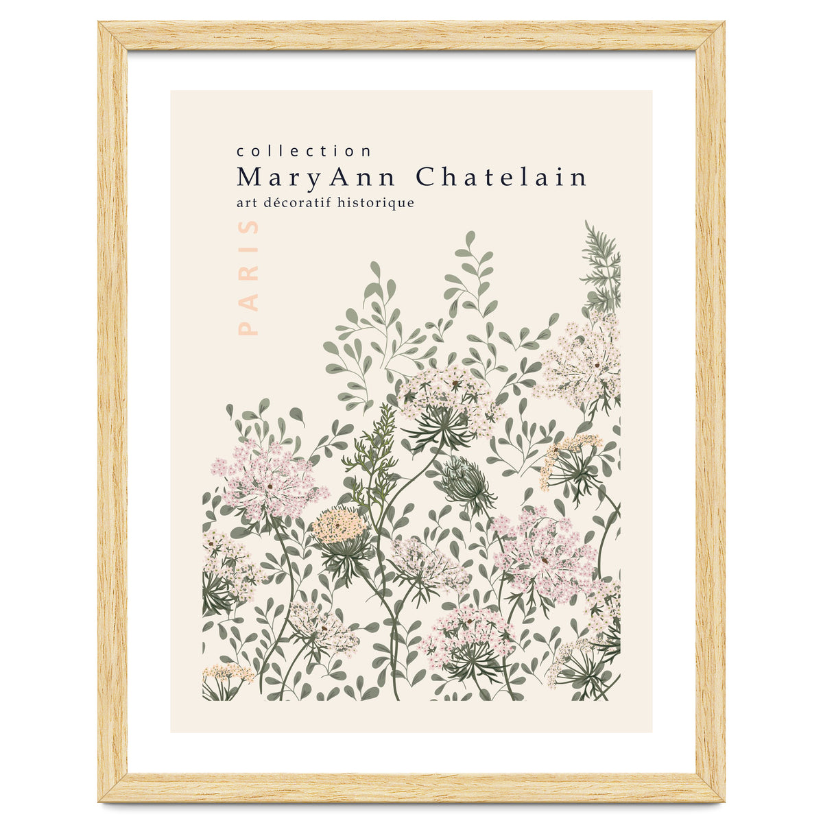 Historic decorative art Paris Queen Anne's lace