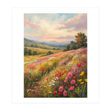 Serene Wildflower Meadow at Sunset Oil Painting (Print Only) thumbnail