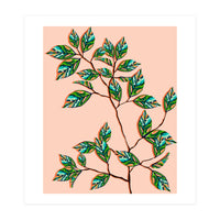 Peach Fuzz Botanical, Nature Blush Plants Illustration, Eclectic Color Of The Year 2024, Bohemian Leaves Vintage (Print Only)