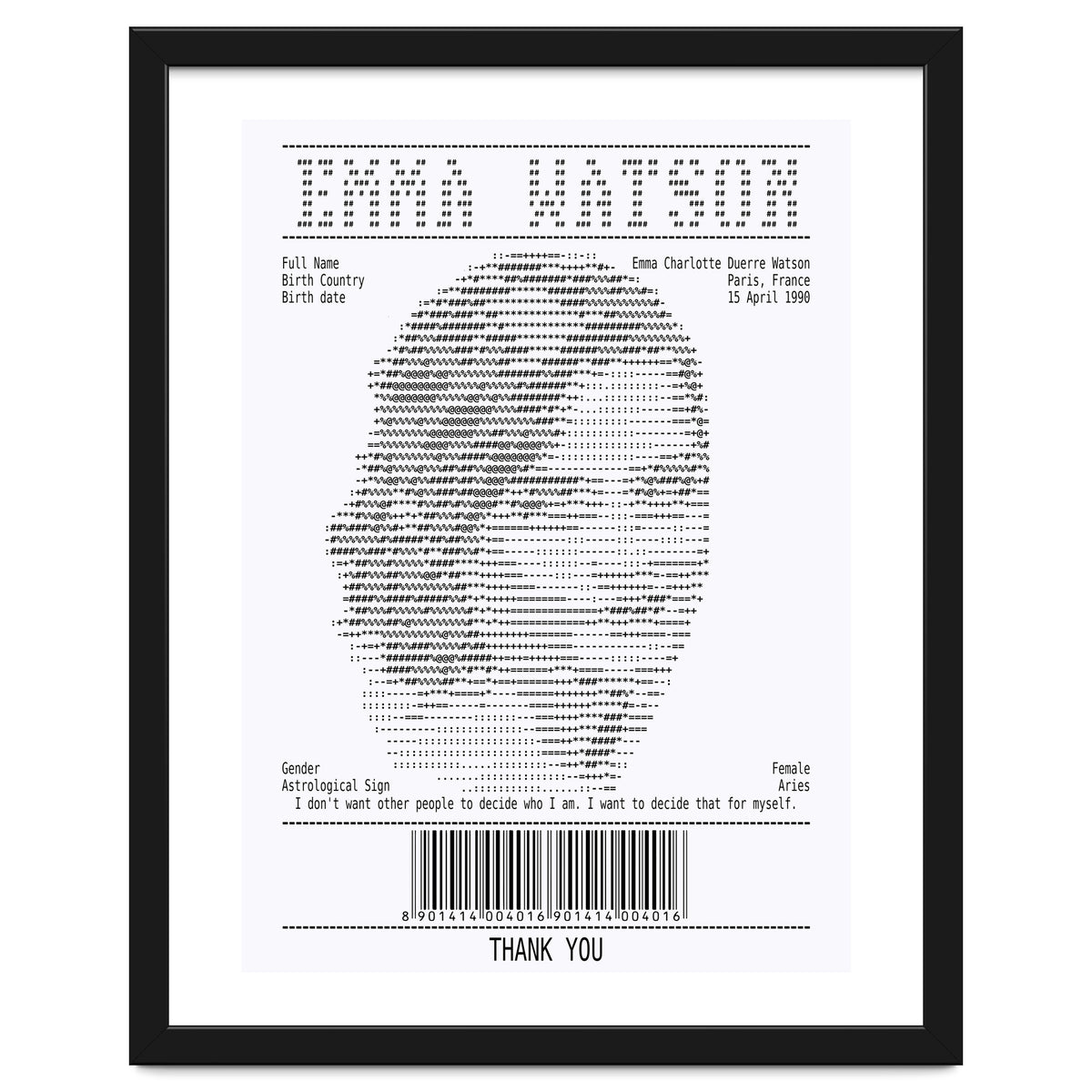 Receipt Art Emma Watson