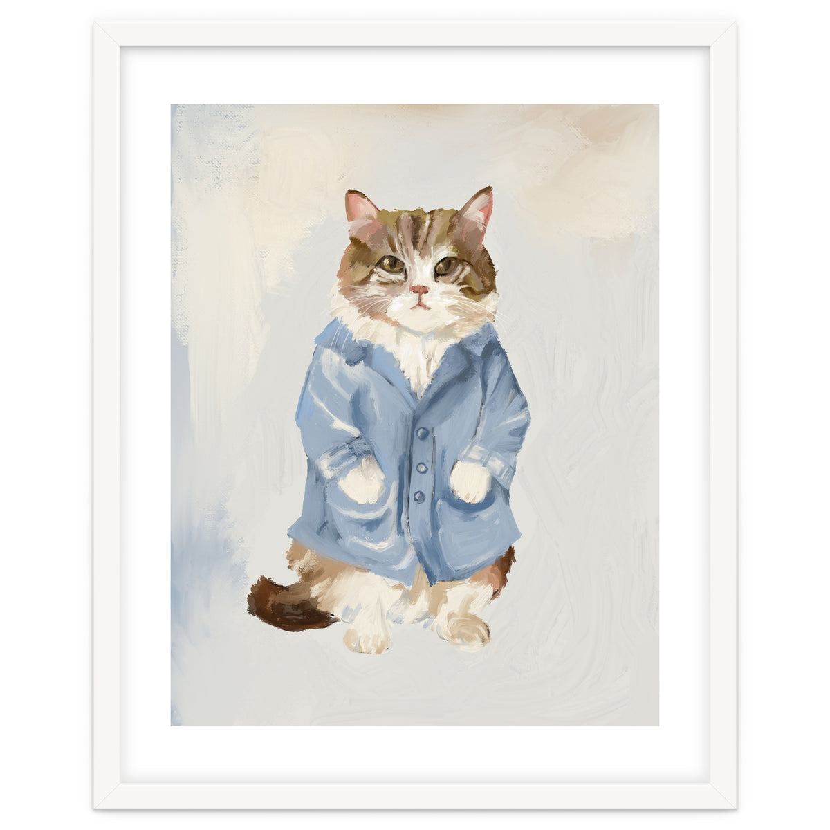 Sir James fluffy Tom cat in his blue pajamas oils