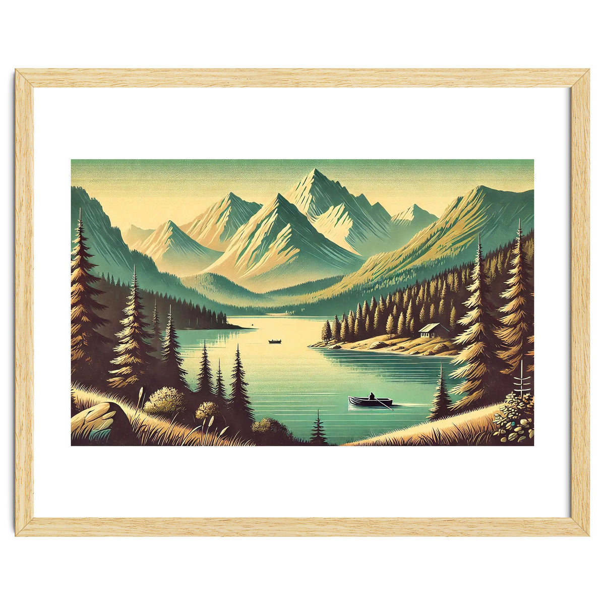 Vintage Alpine Lake Poster