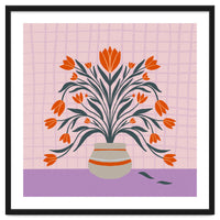 Tulips in a vase - orange and violet