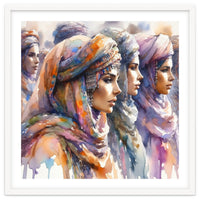 Tuareg Women Procession Watercolor