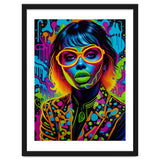 Girl In Glasses Neon Graffiti Art thumbnail