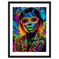 Girl In Glasses Neon Graffiti Art