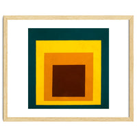 JOSEF ALBERS - HOMAGE TO THE SQUARE DARK GREEN YELLOW ORANGE BROWN