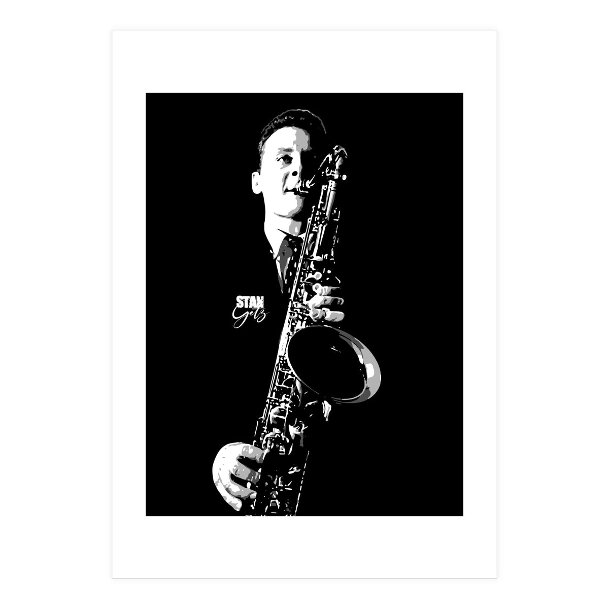 Stan Getz American Jazz Saxophonist in Grayscale (Print Only)