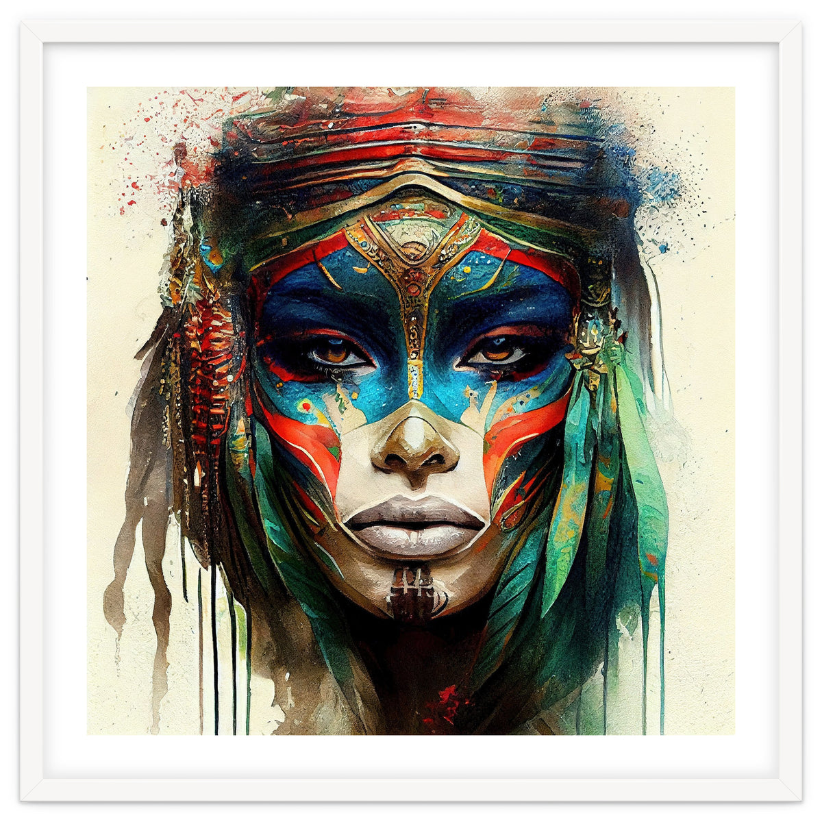 Turquoise Warrior Woman Portrait