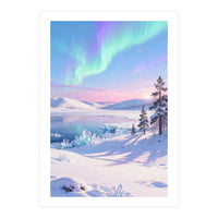 Northern Lights, Aurora Sky, Arctic Landscape, Aurora borealis, Snow Fall (Print Only)