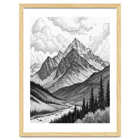 Majestic Alpine Mountain Range Sketch