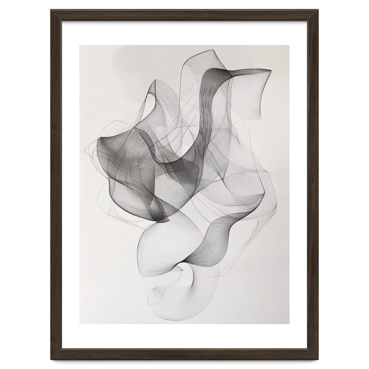 Abstract Black And White Swirling Lines Art