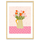 Tulips in a vase - pink and orange thumbnail