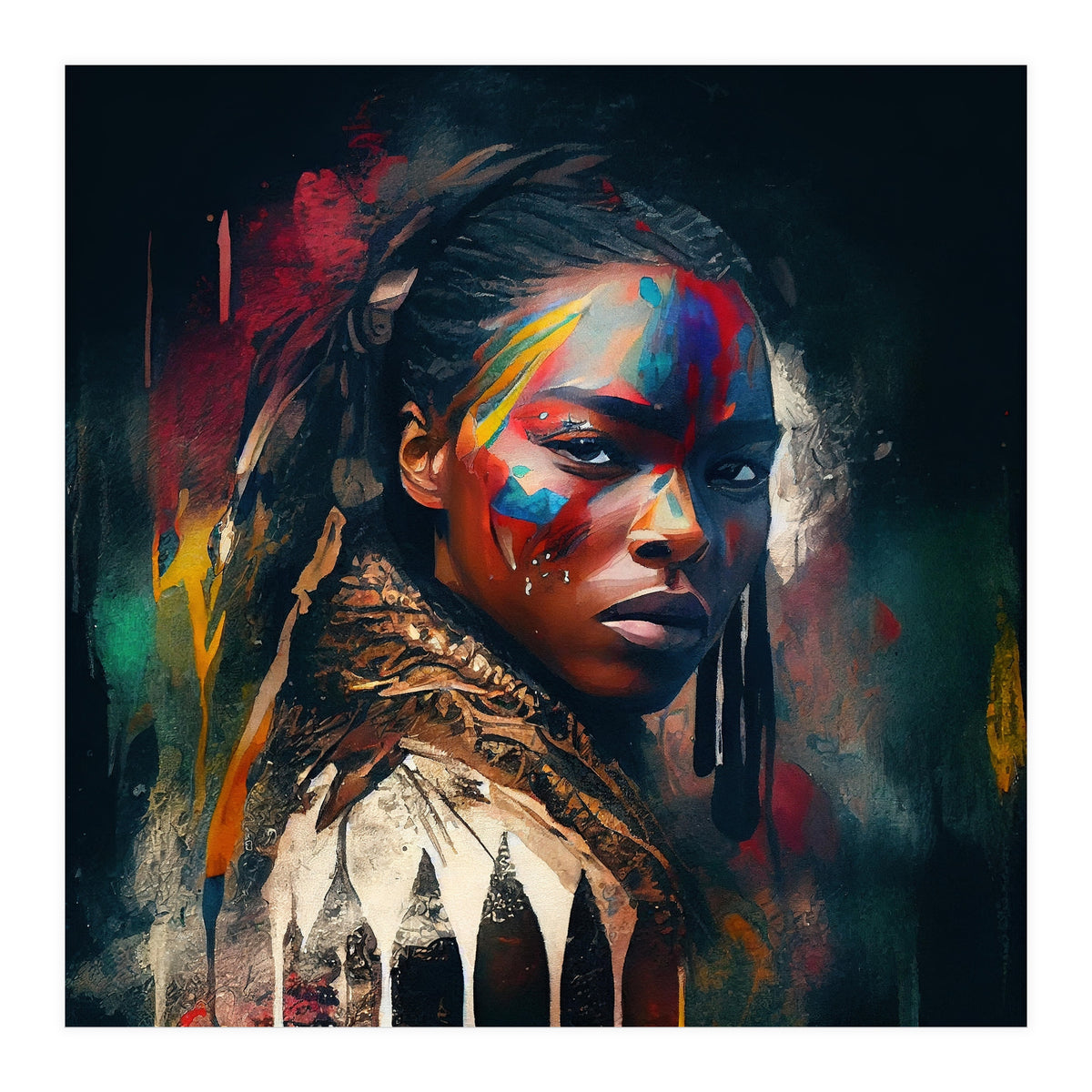 Powerful American Native Warrior Woman #1 (Print Only)