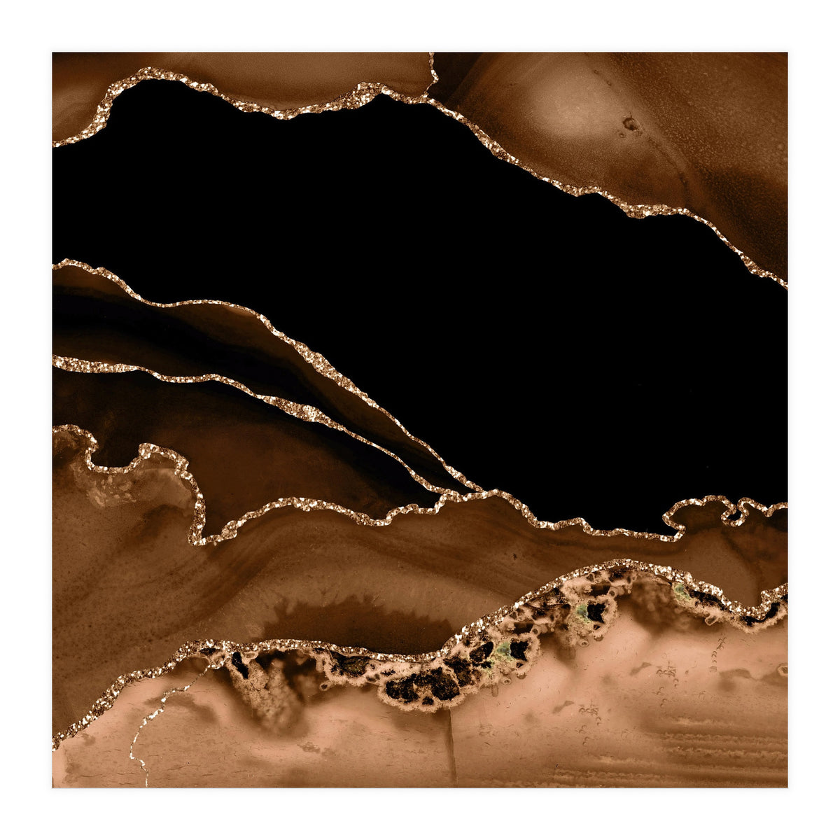 Brown & Gold Agate Texture 14 (Print Only)