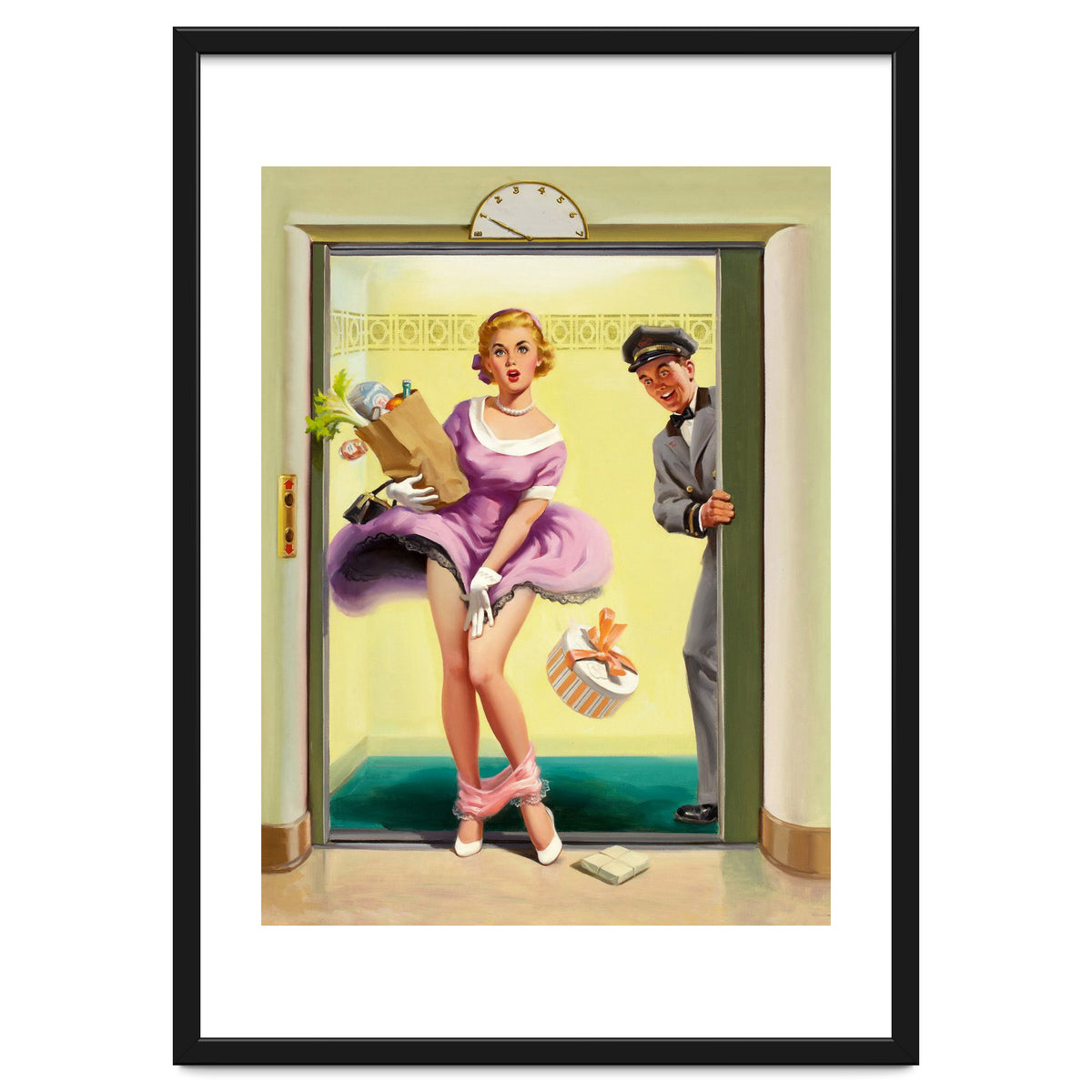 Pinup Sexy Girl Had Accident While Leaving The Elevator