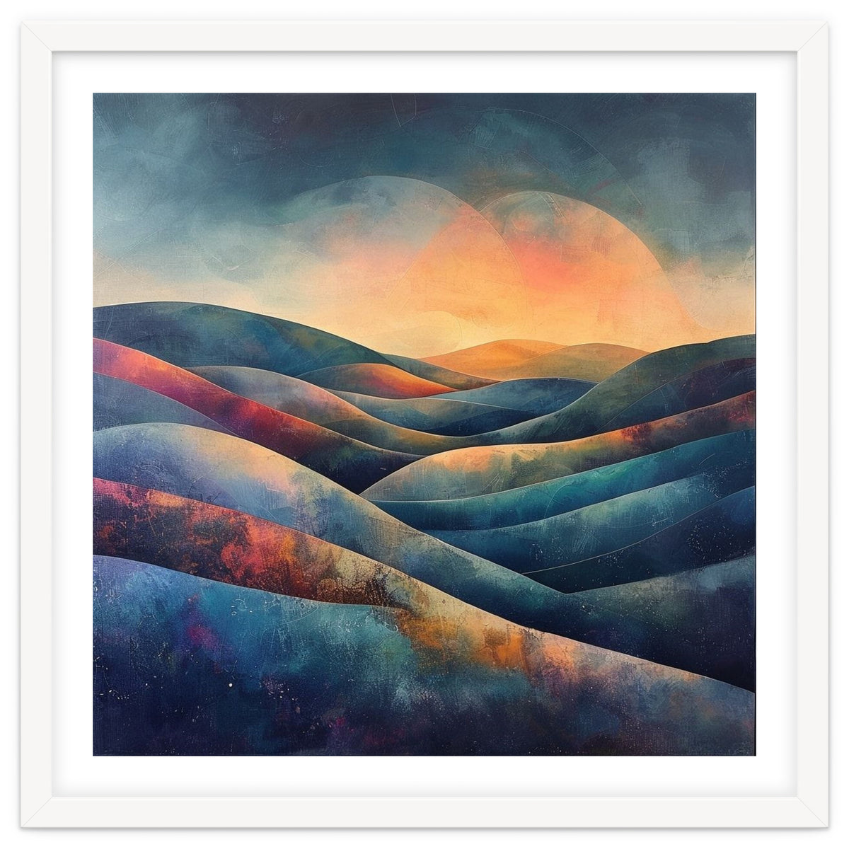 Abstract Ethereal Rolling Hills at Sunset