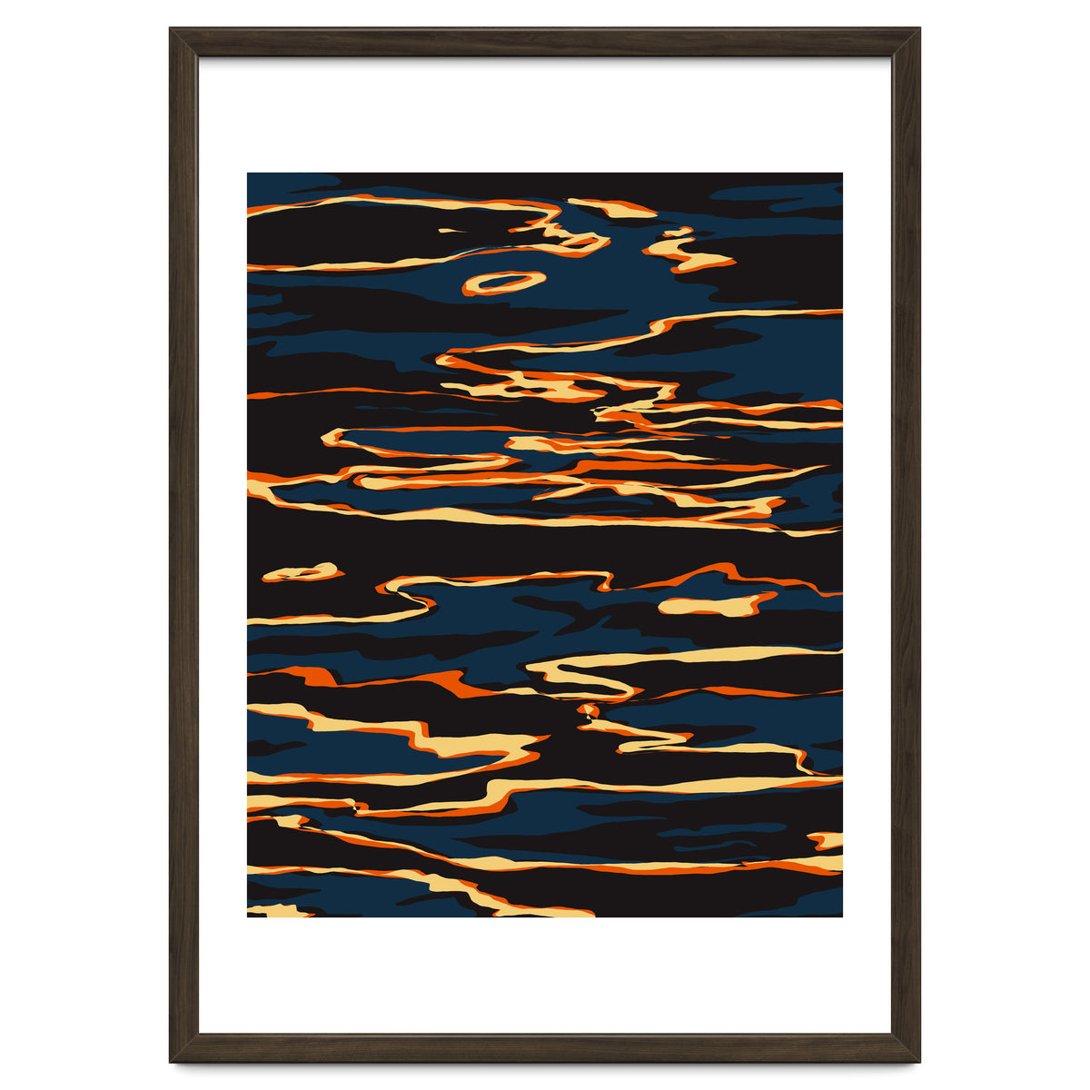 Sunset Reflection, Positivity Hope Growth Optimism Mindset, Nature Marble Dark Ocean