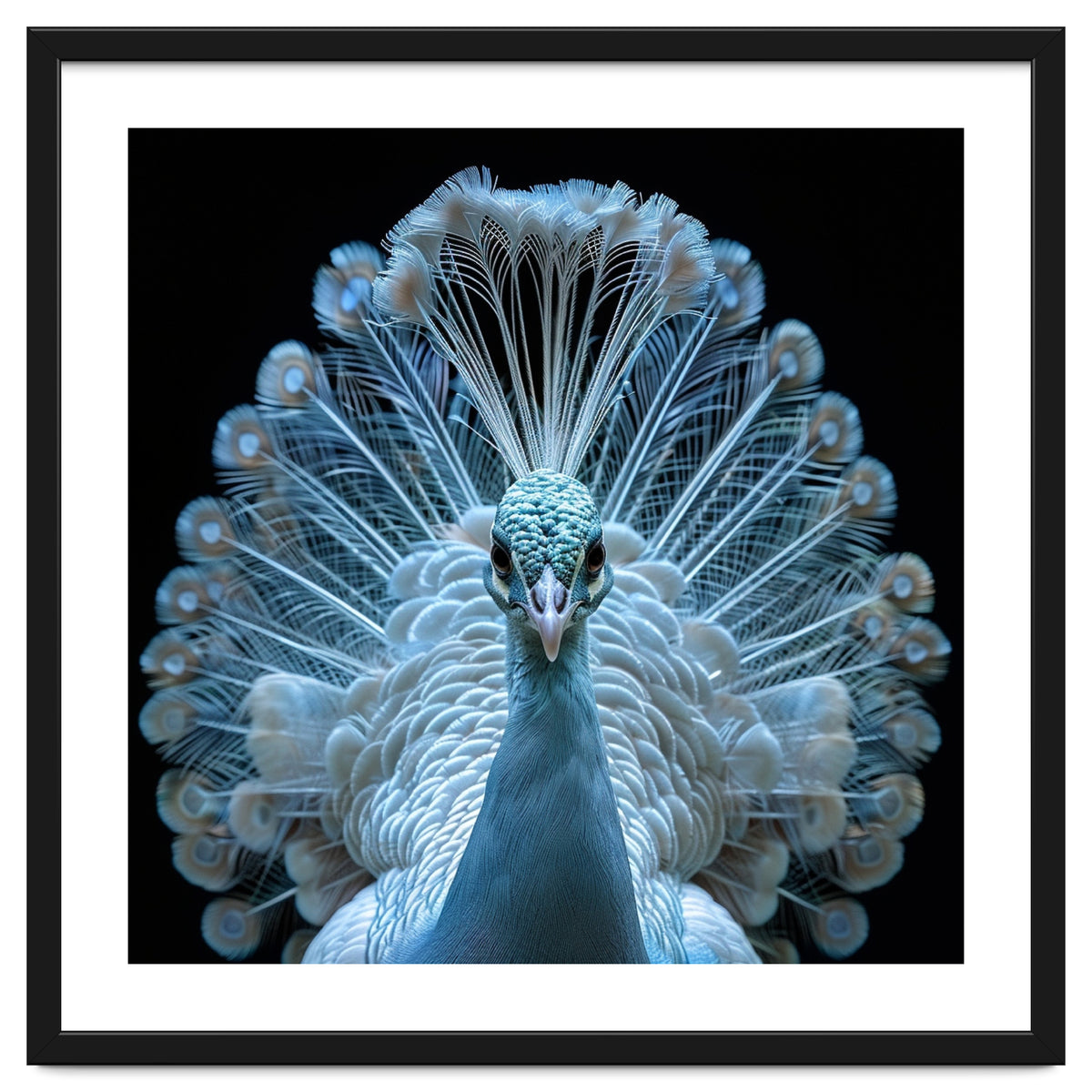 Majestic White Peacock Displaying Its Feathers
