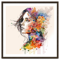 Quiet Muse In Watercolor Blooms