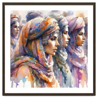Tuareg Women Procession Watercolor