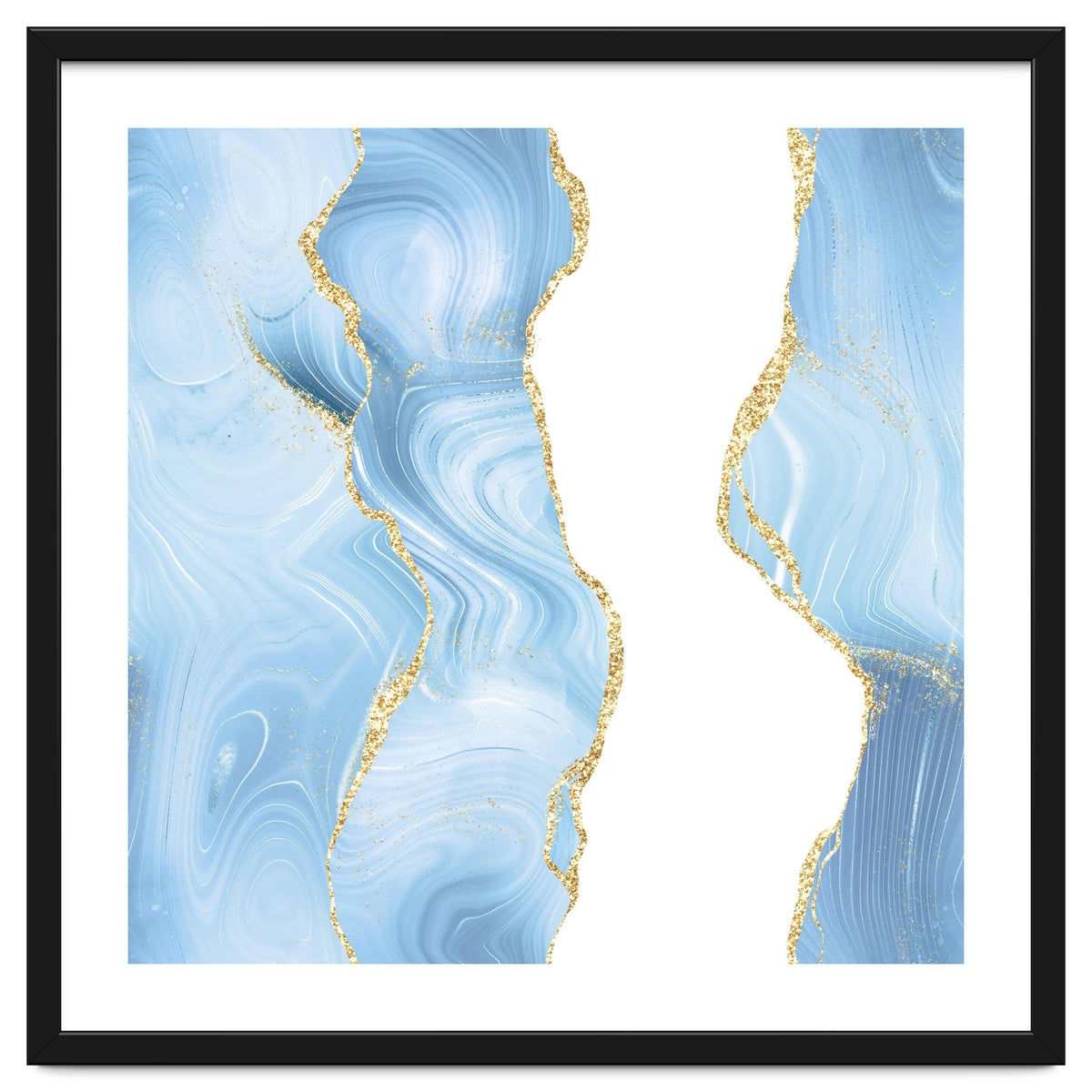 Blue & Gold Glitter Agate Texture 07