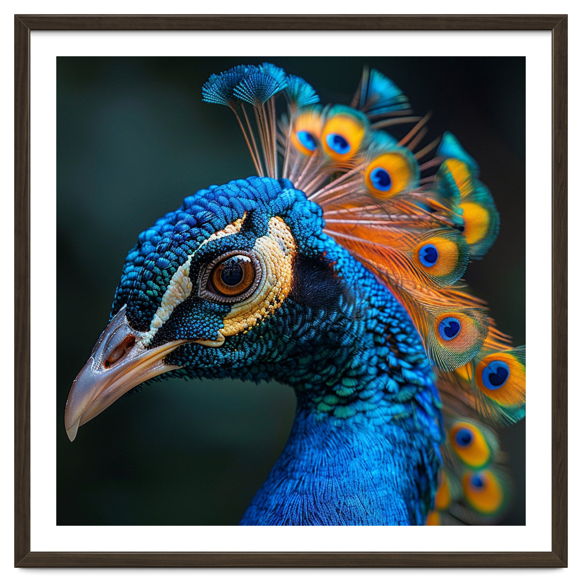 Peacock Bird Portrait Detailed Feathers Vibrant Colors