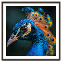 Peacock Bird Portrait Detailed Feathers Vibrant Colors