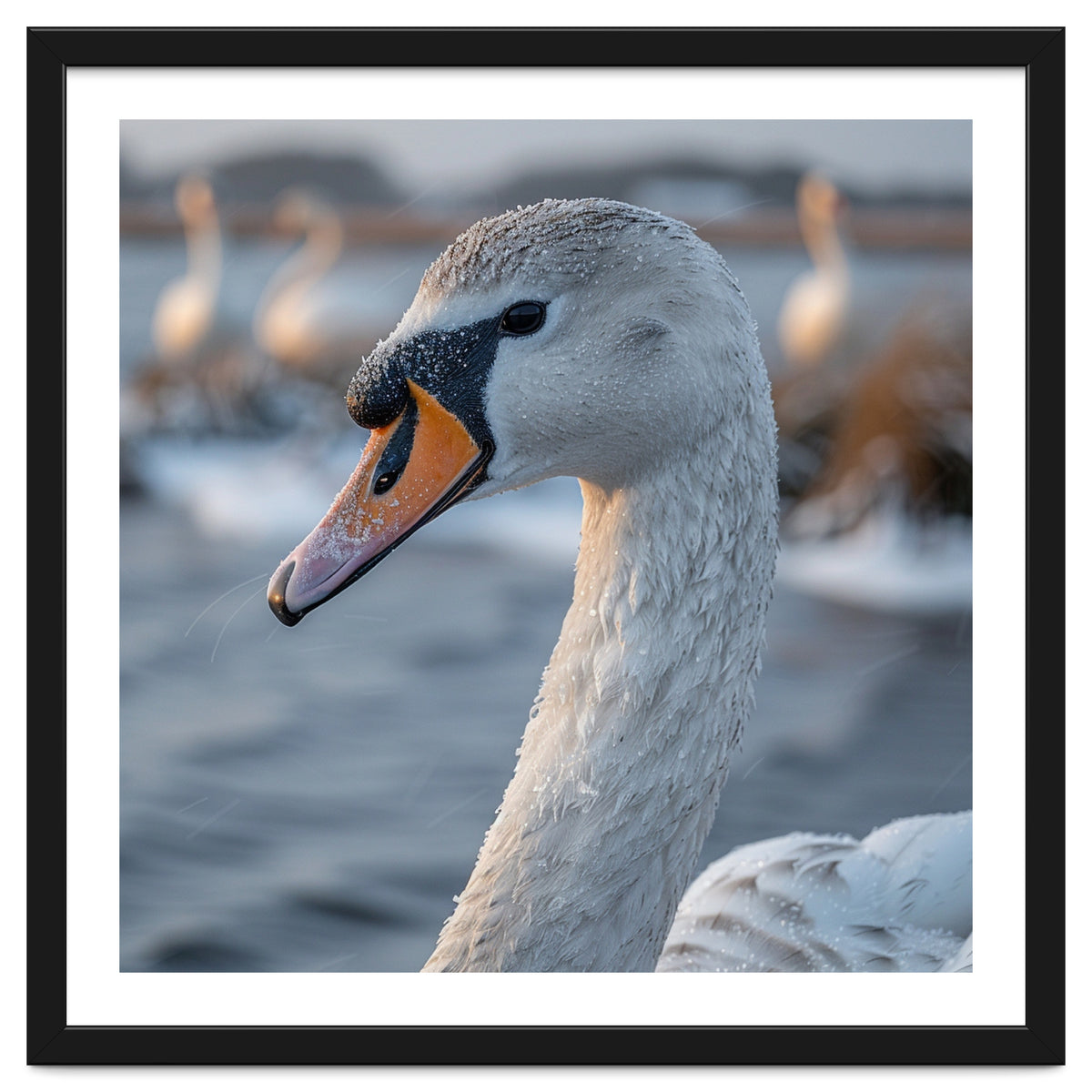 Majestic Swan Portrait In Snowy Waters