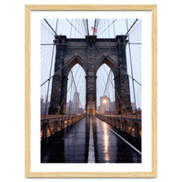 Brooklyn Bridge, USA, Moody NYC Architecture, Rainy Urban Photography