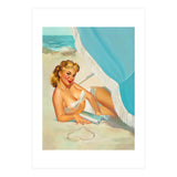 Pinup Sexy Blonde On The Beach (Print Only) thumbnail