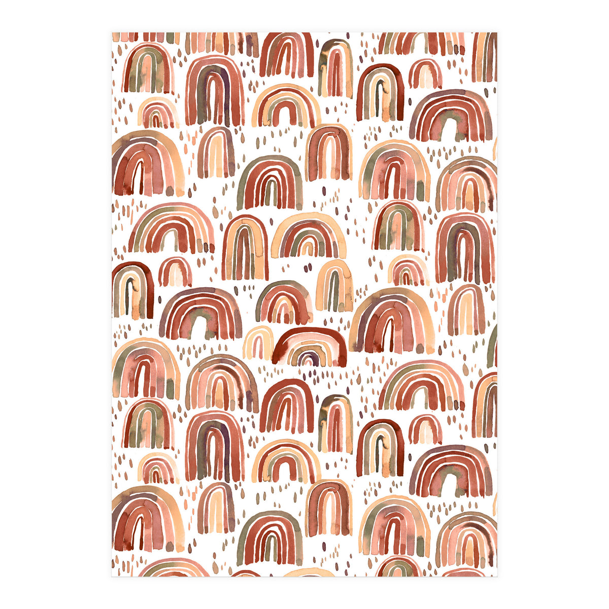 Cute Watercolor Rainbows Terracota (Print Only)