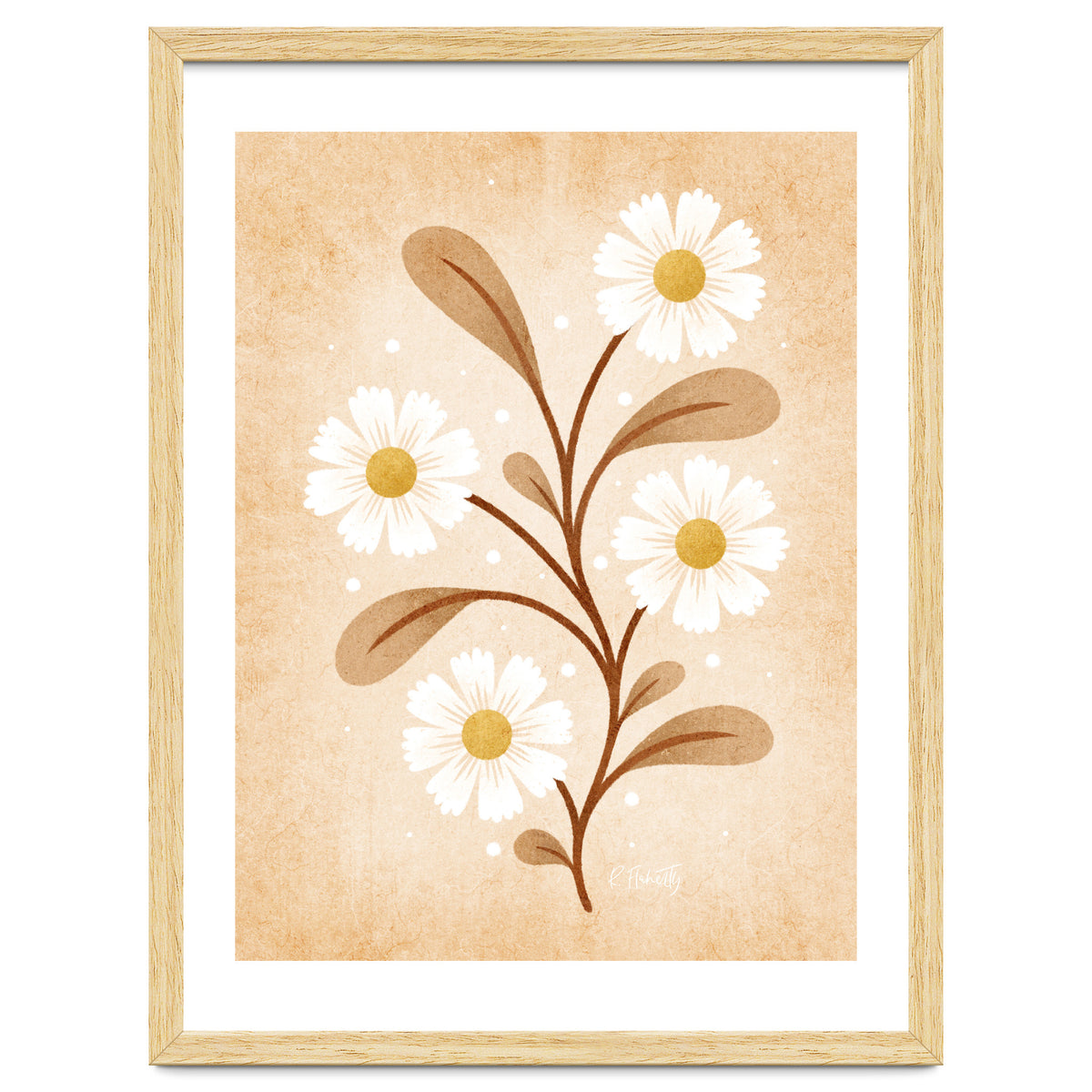 Vintage Beige Daisies