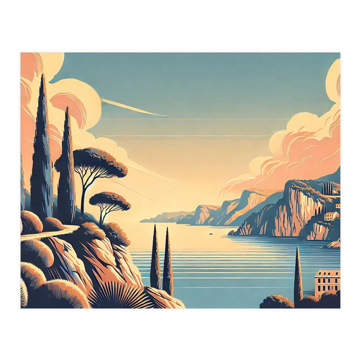 Vintage French Riviera Poster, France (Print Only)